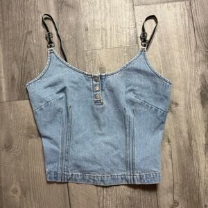 Vintage 90's Jeanology Two Piece Corset Tank and Jean Jacket Set Women's Size 4